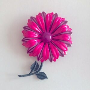 Pink and Berry Vintage Oversized Flower Brooch